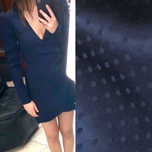 Aritzia Satin Blue Puff Sleeve Dress